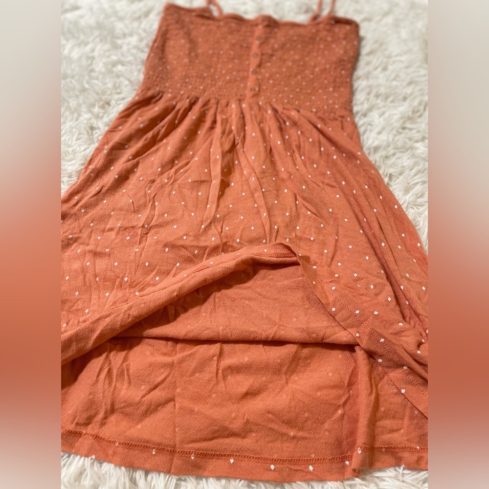 Roxy Smocked Beach Cover Up Resort Surfer Preppy Strappy Orange Dress Womens L - Picture 3 of 9